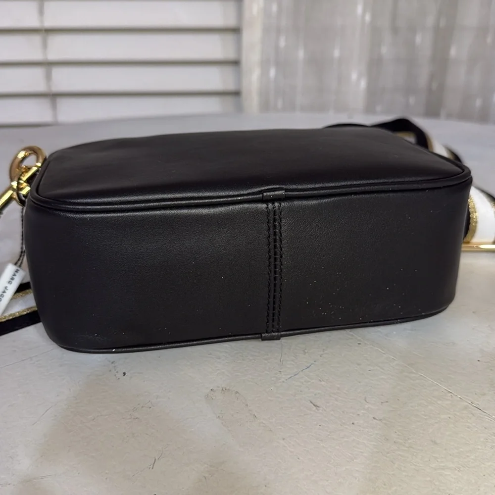 $395 MARC JACOBS Black Flash Leather Crossbody Bag w extra Gold Chain Strap - Picture 10 of 15